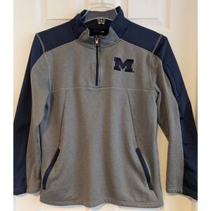 Michigan Wolverines Quarter Zip Pullover Sweatshirt M Fleece Lined VERY NICE!
